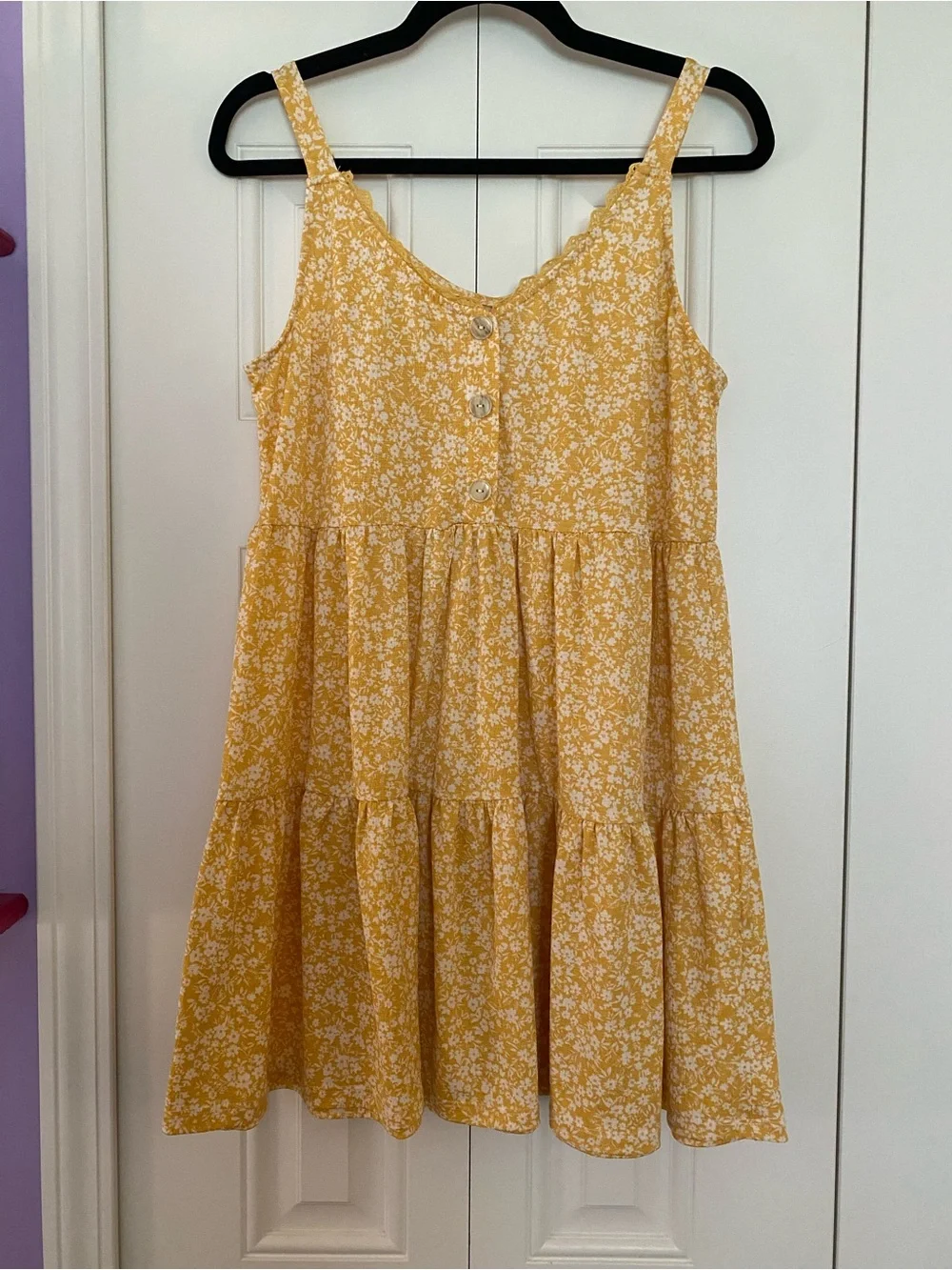 Blu Pepper Yellow Floral Tiered Mini Dress - Picture 3 of 7